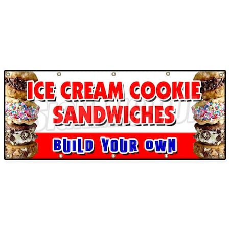 Signmission ICE CREAM COOKIE SANDWICHES BUILD YOUR OWN BANNER SIGN sundae soda B-120 Ice Cream Cookie Sandwic